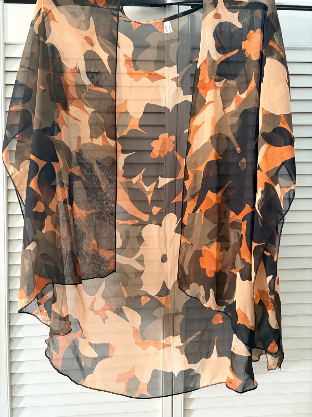 Live 4 Truth Sheer Floral kimono in Orange, Black & Cream